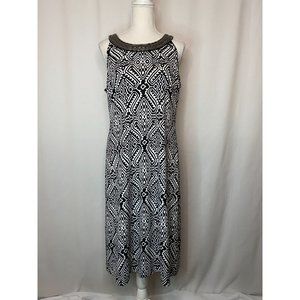 AB Studio Ladies Dress, Size Large, with Beaded Collar, Black and White
